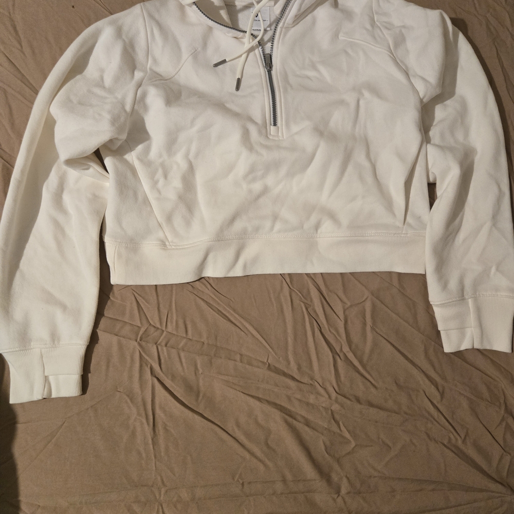 all in motion Cream Cropped Half-Zip Sweatshirt